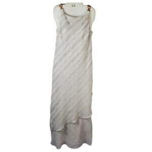 Vintage Joseph Ribkoff Women Linen Blend Maxi Tunic Beach Dress Size 8 Y2K